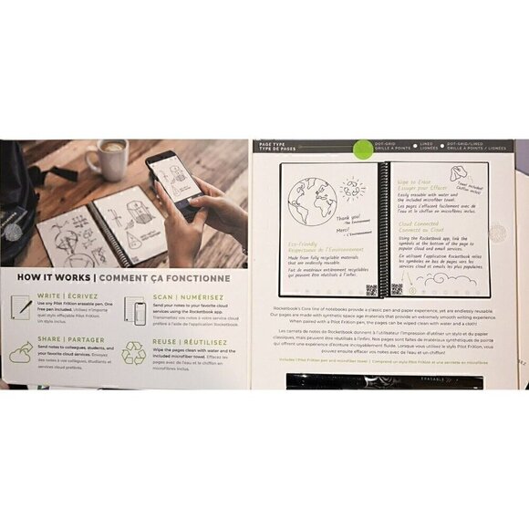 RocketBook Core Executive Size Reusable Smart Notebook W/Pilot FriXion Erase Pen - Picture 2 of 5